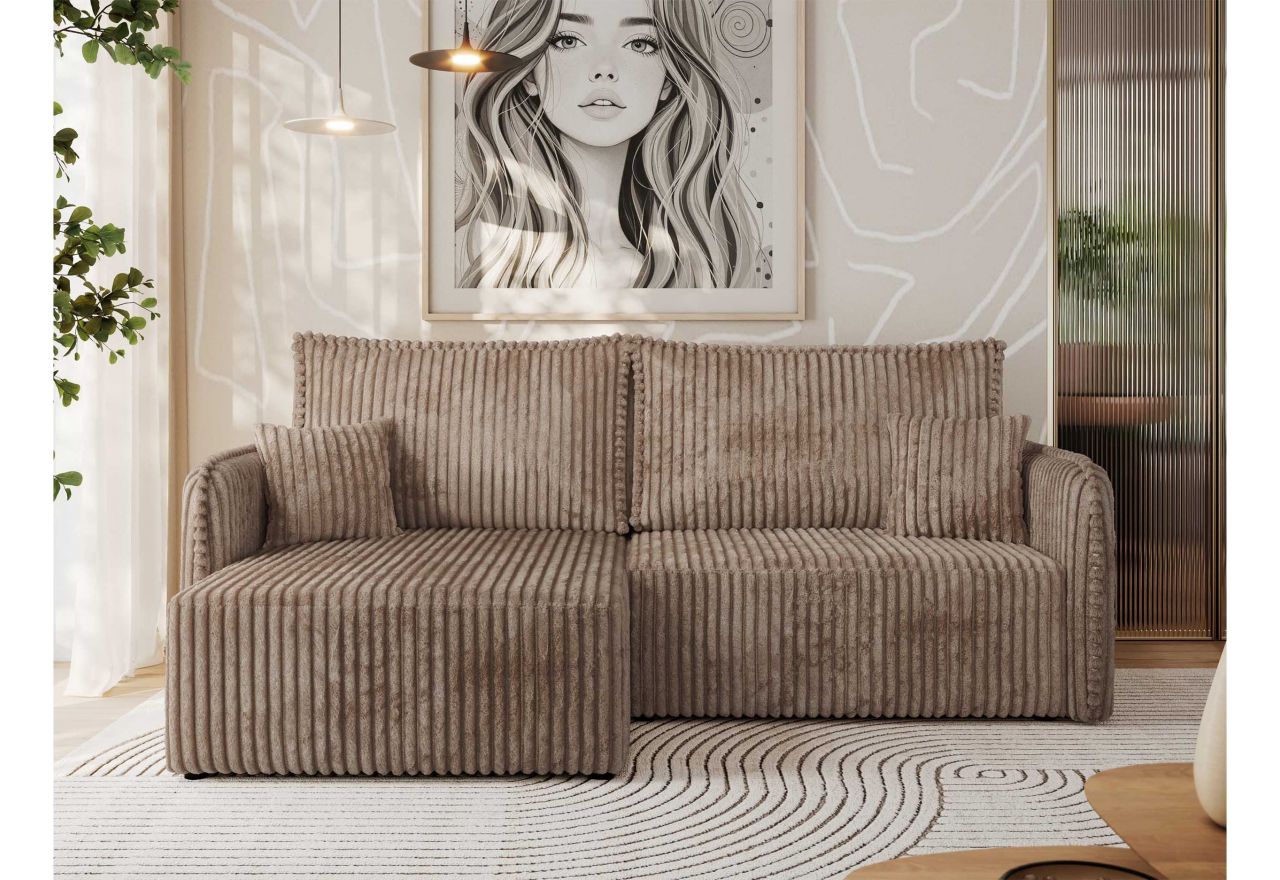 Narożnik MESTO L - strona lewa - brązowy, sztruks