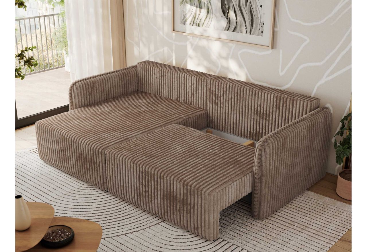 Narożnik MESTO L - strona lewa - brązowy, sztruks