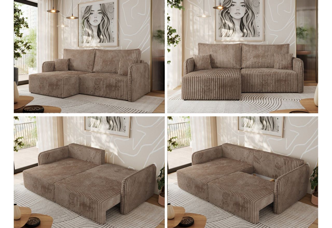 Narożnik MESTO L - strona lewa - brązowy, sztruks