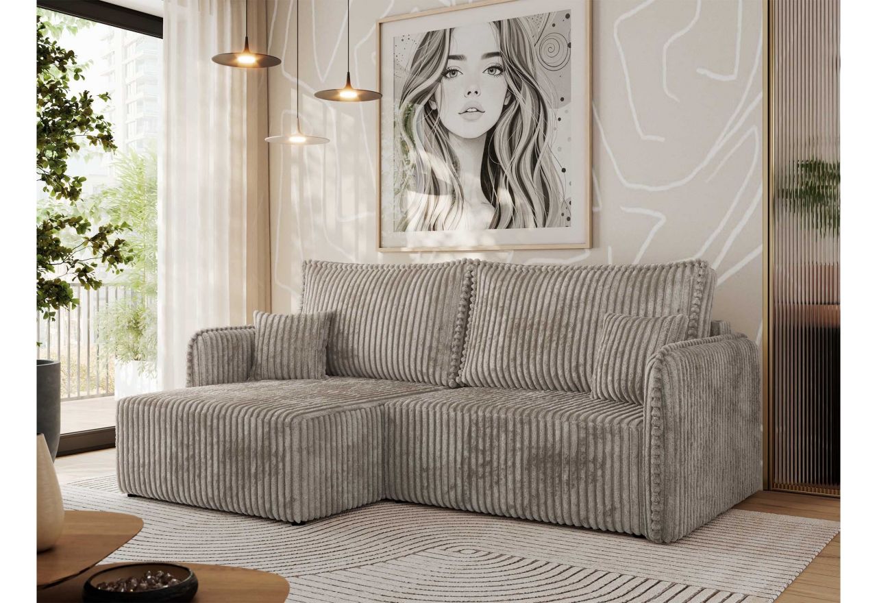 Narożnik MESTO L - strona lewa - jasnobrązowy, sztruks