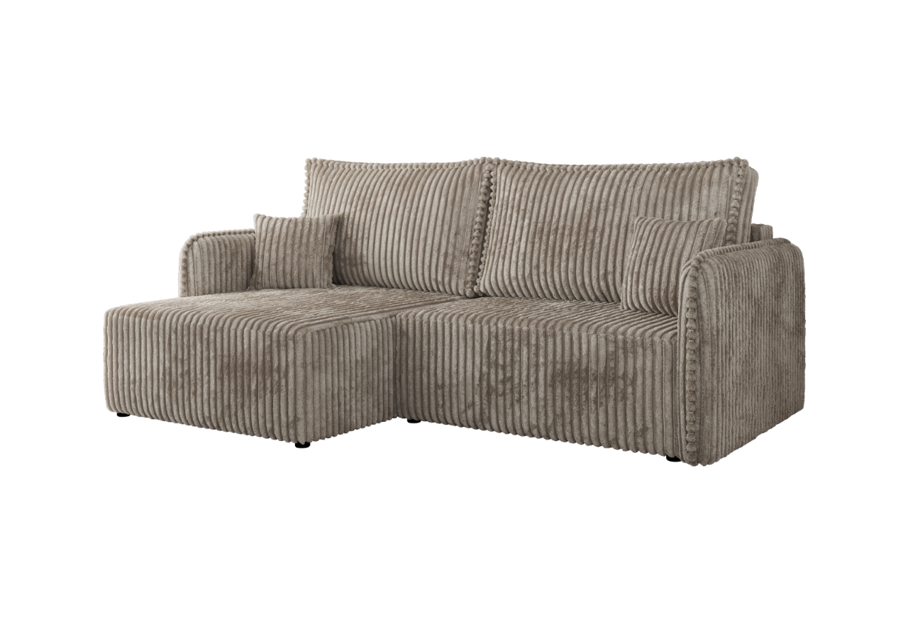 Narożnik MESTO L - strona lewa - jasnobrązowy, sztruks