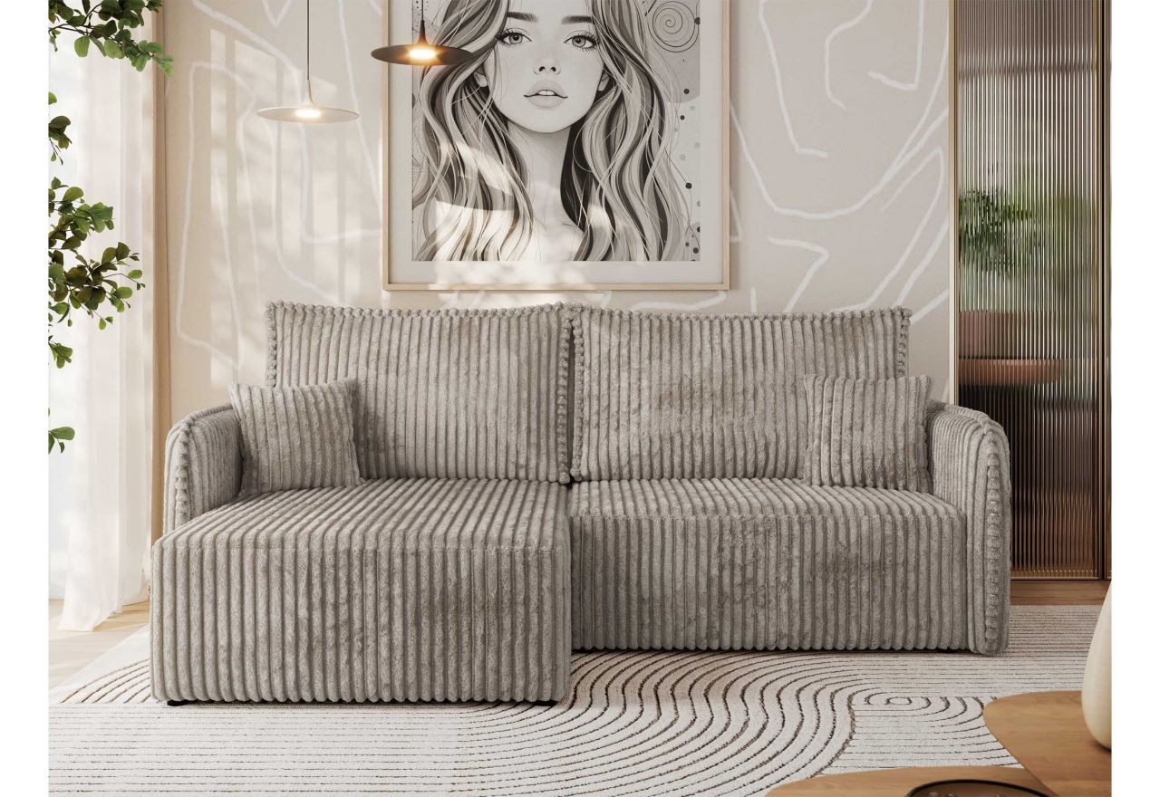 Narożnik MESTO L - strona lewa - jasnobrązowy, sztruks