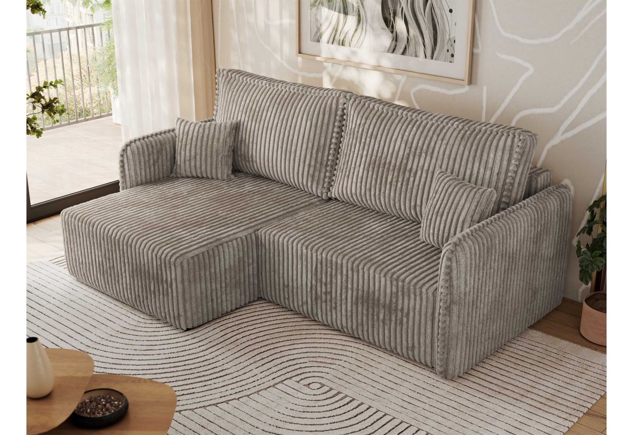 Narożnik MESTO L - strona lewa - jasnobrązowy, sztruks