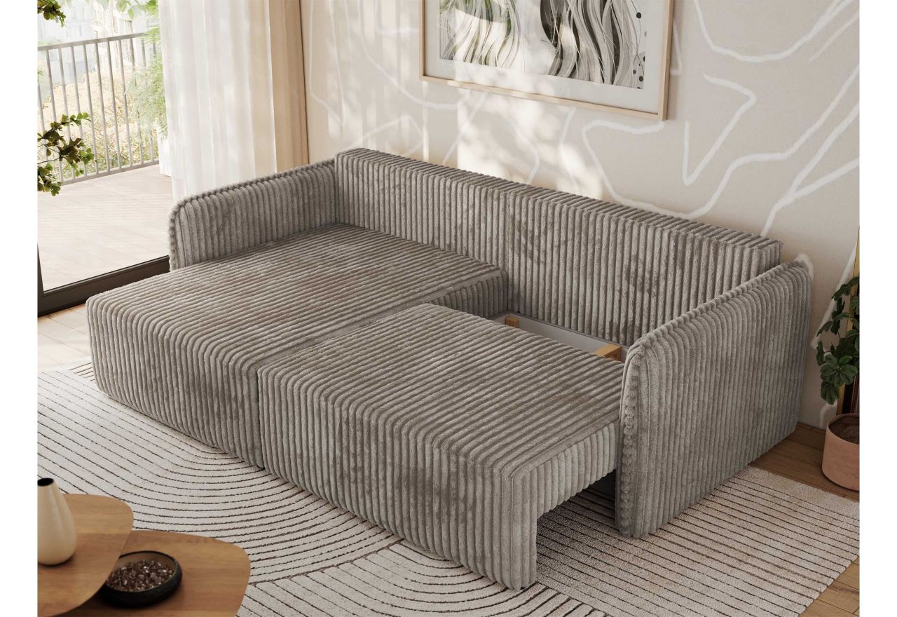 Narożnik MESTO L - strona lewa - jasnobrązowy, sztruks