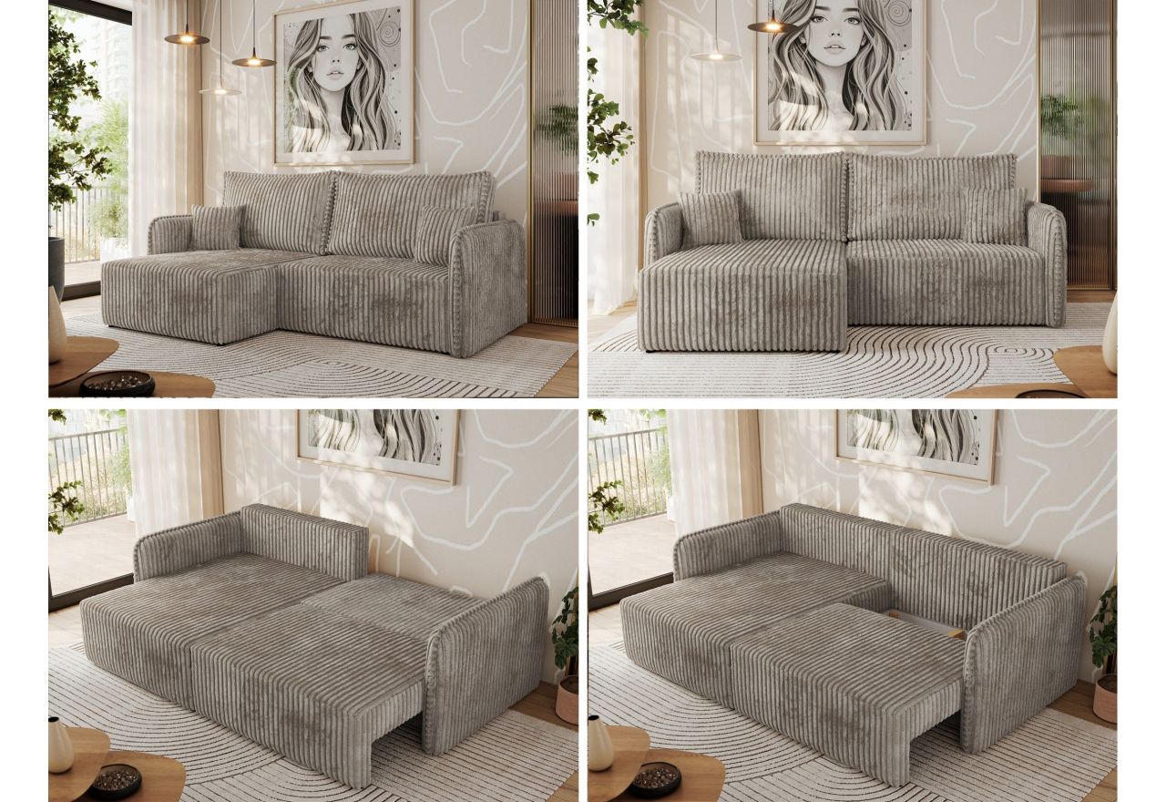 Narożnik MESTO L - strona lewa - jasnobrązowy, sztruks