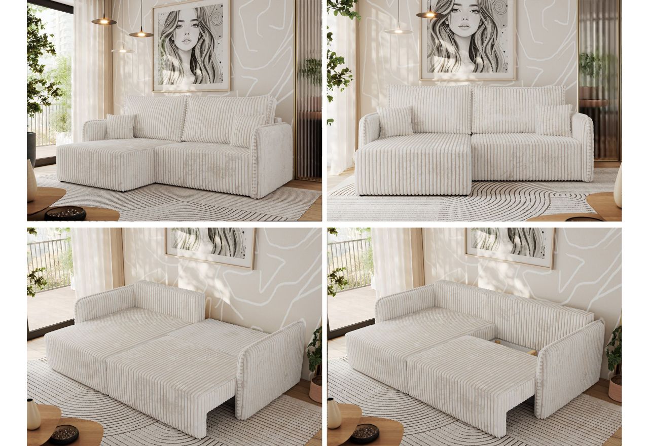 Narożnik MESTO L - strona lewa - beżowy, sztruks