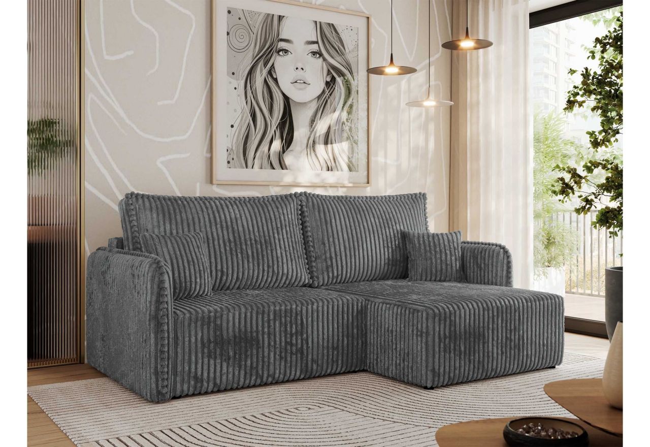 Narożnik MESTO L - strona prawa - szary, sztruks