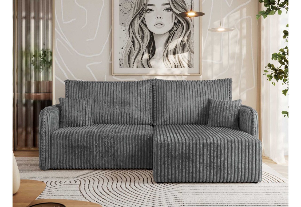 Narożnik MESTO L - strona prawa - szary, sztruks