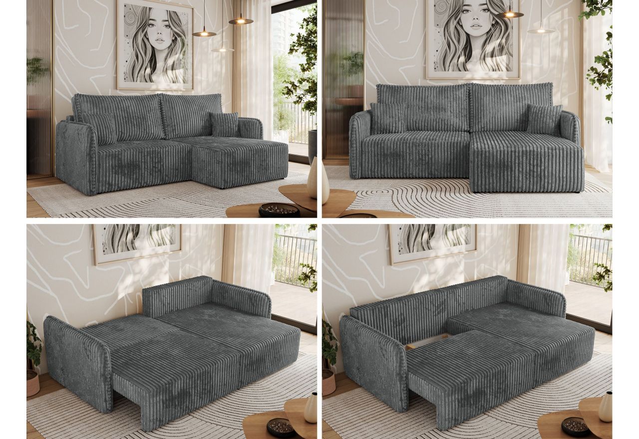 Narożnik MESTO L - strona prawa - szary, sztruks