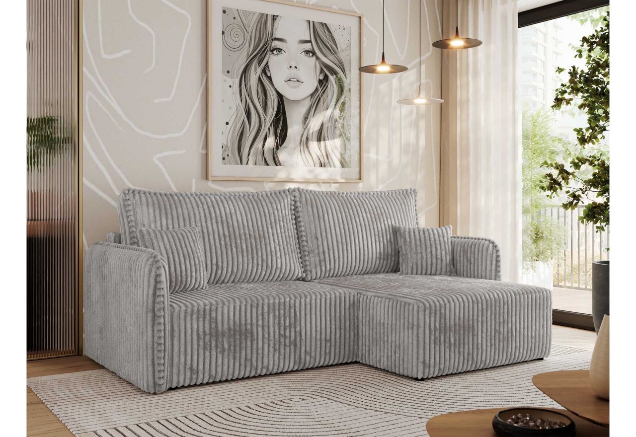 Narożnik MESTO L - strona prawa - jasnoszary, sztruks