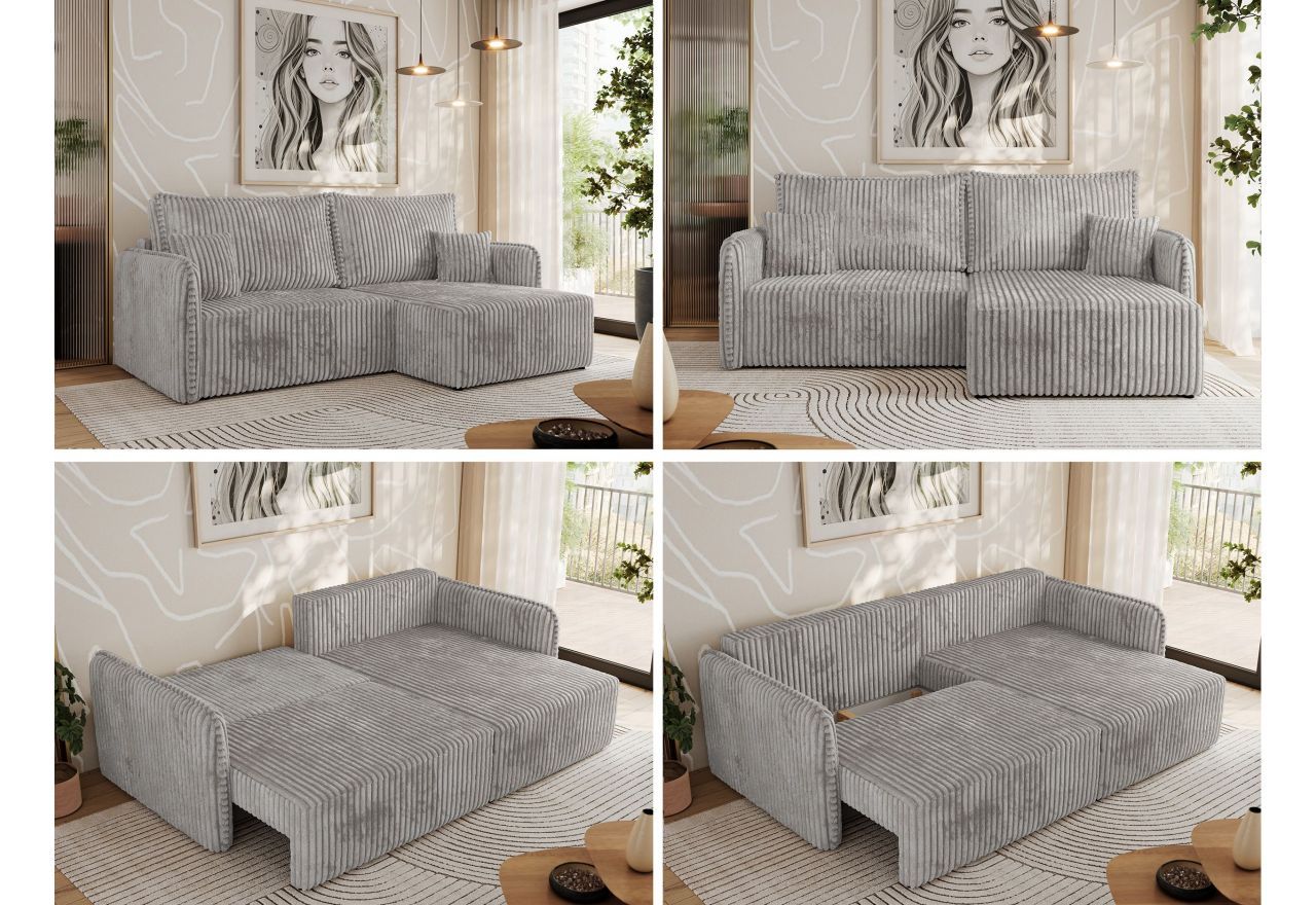 Narożnik MESTO L - strona prawa - jasnoszary, sztruks