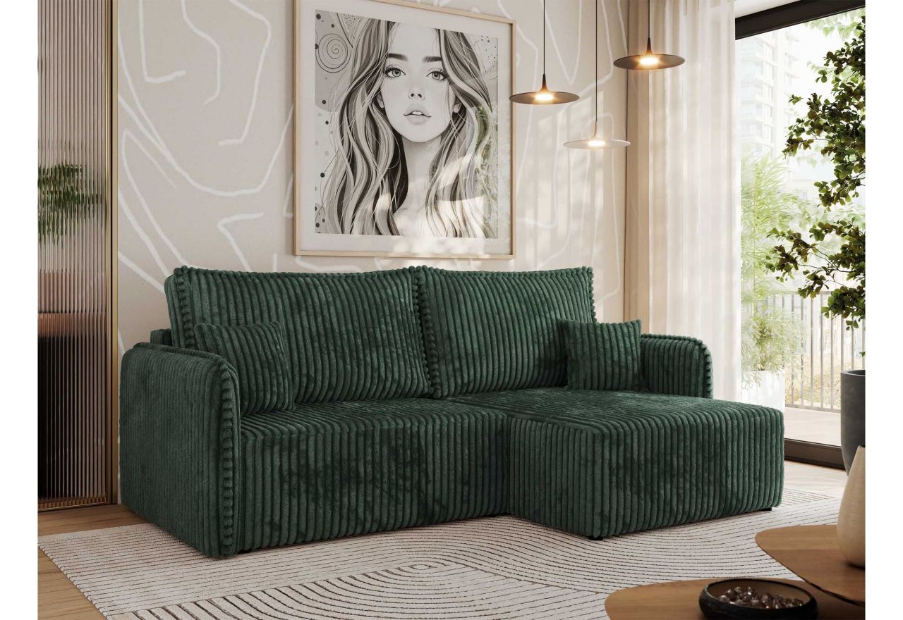 Narożnik MESTO L - strona prawa - ciemnozielony, sztruks