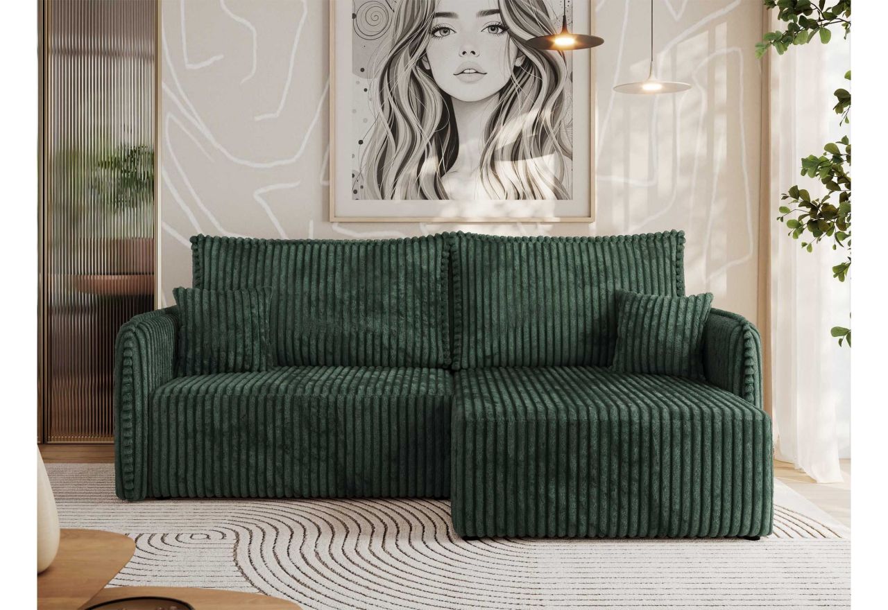 Narożnik MESTO L - strona prawa - ciemnozielony, sztruks