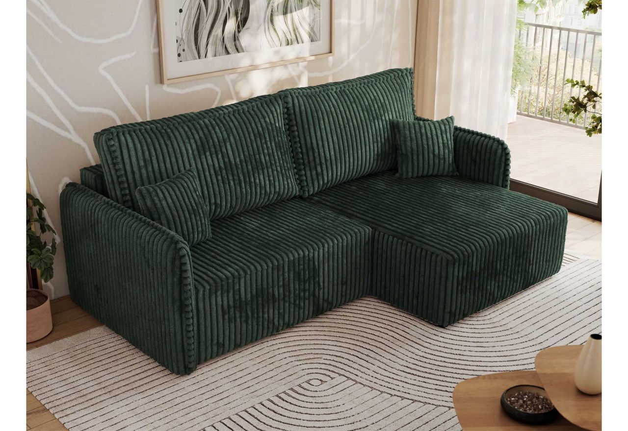 Narożnik MESTO L - strona prawa - ciemnozielony, sztruks