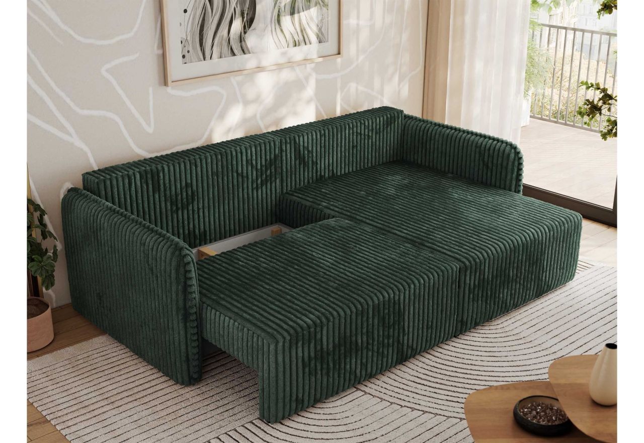 Narożnik MESTO L - strona prawa - ciemnozielony, sztruks