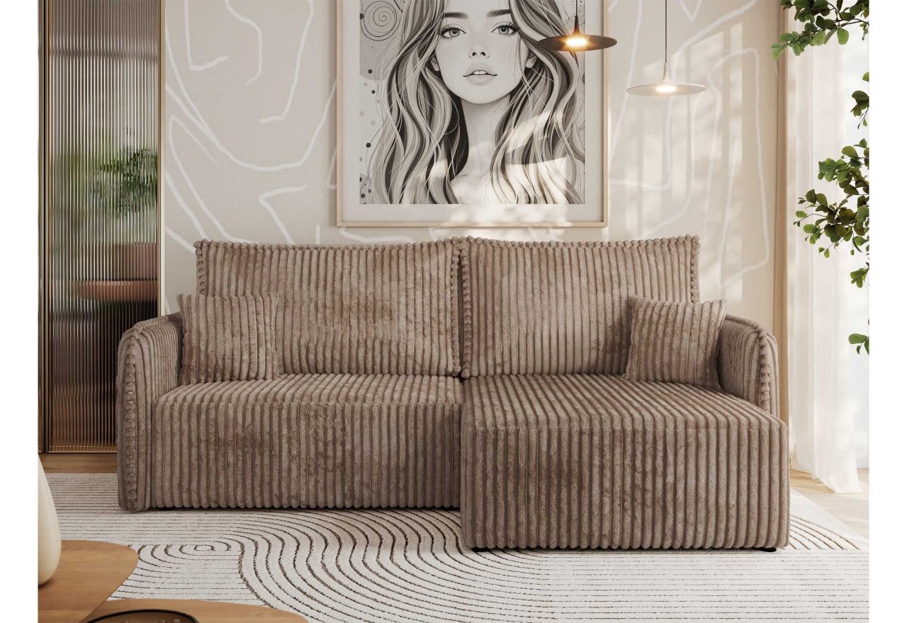 Narożnik MESTO L - strona prawa - brązowy, sztruks