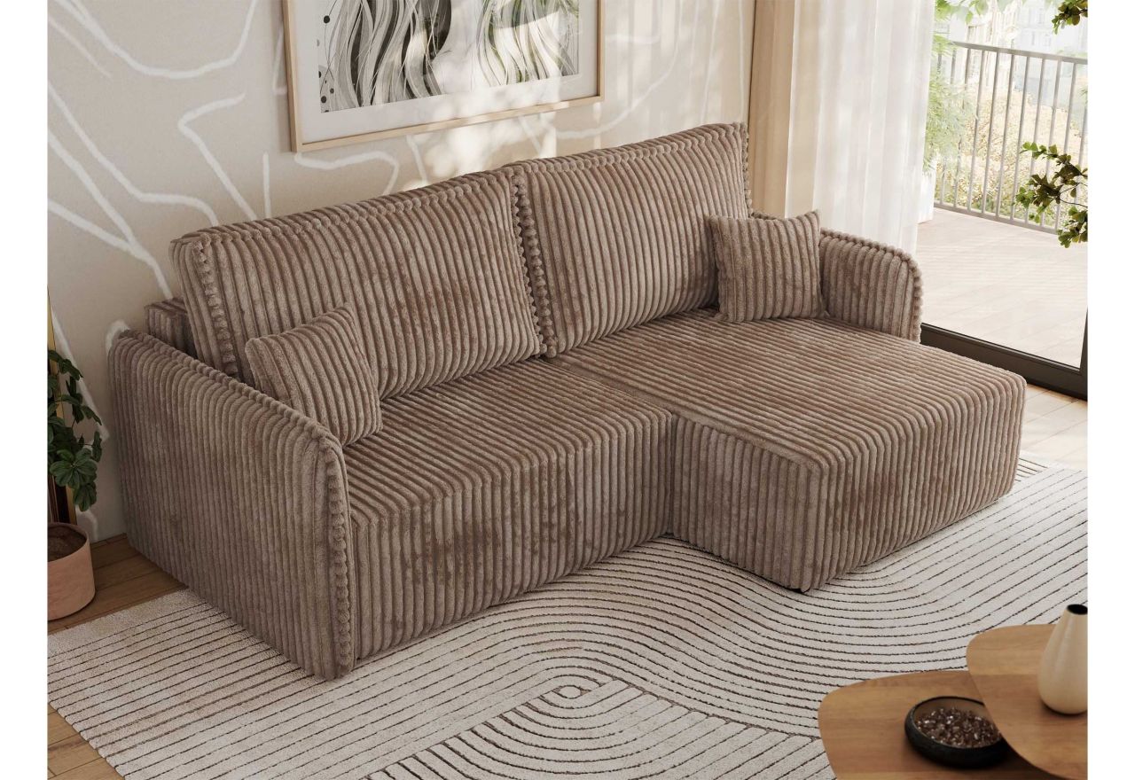 Narożnik MESTO L - strona prawa - brązowy, sztruks