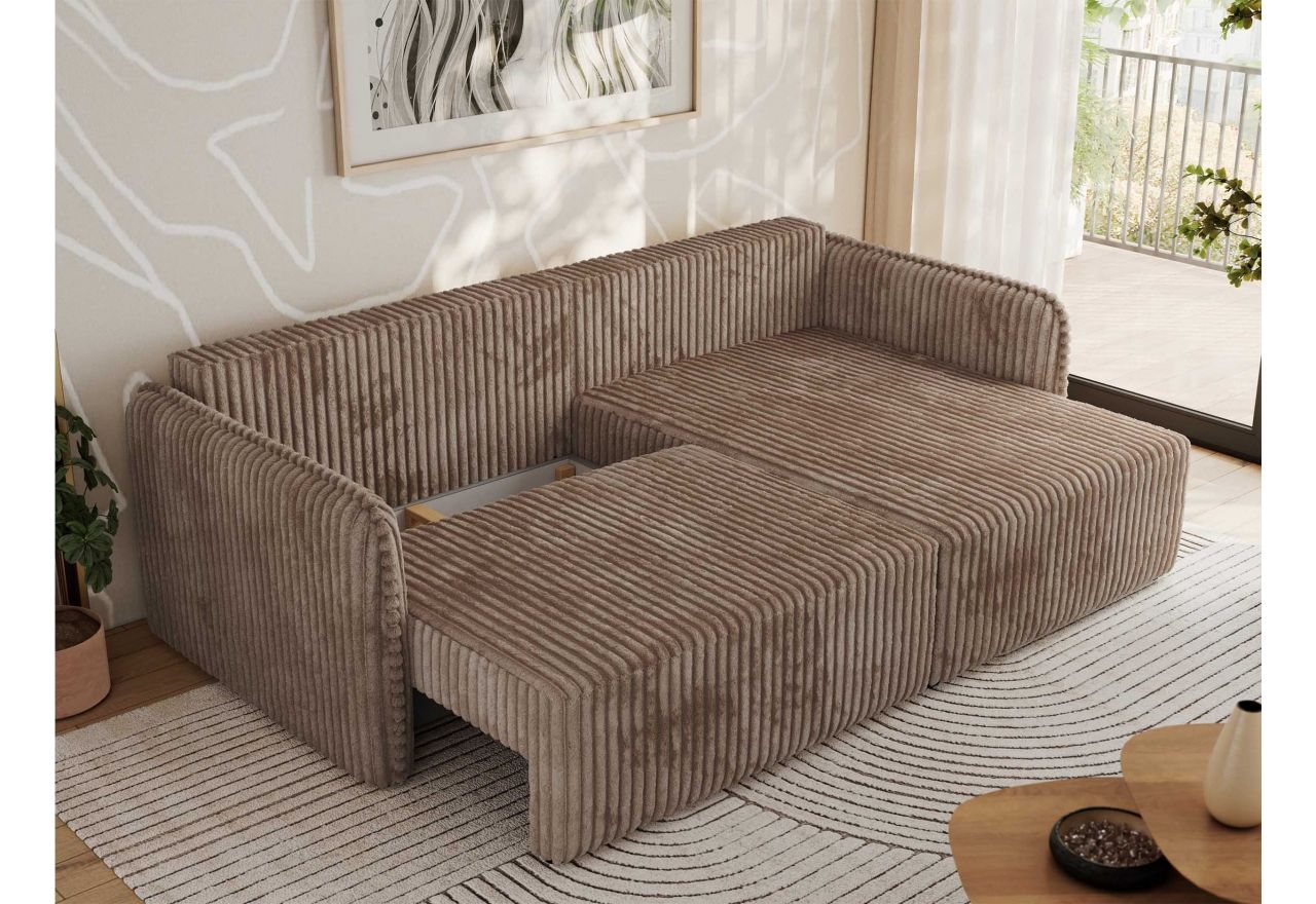 Narożnik MESTO L - strona prawa - brązowy, sztruks