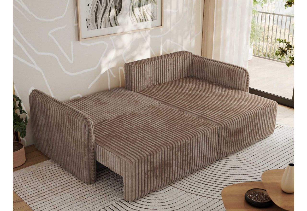 Narożnik MESTO L - strona prawa - brązowy, sztruks