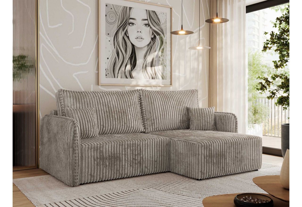 Narożnik MESTO L - strona prawa - jasnobrązowy, sztruks