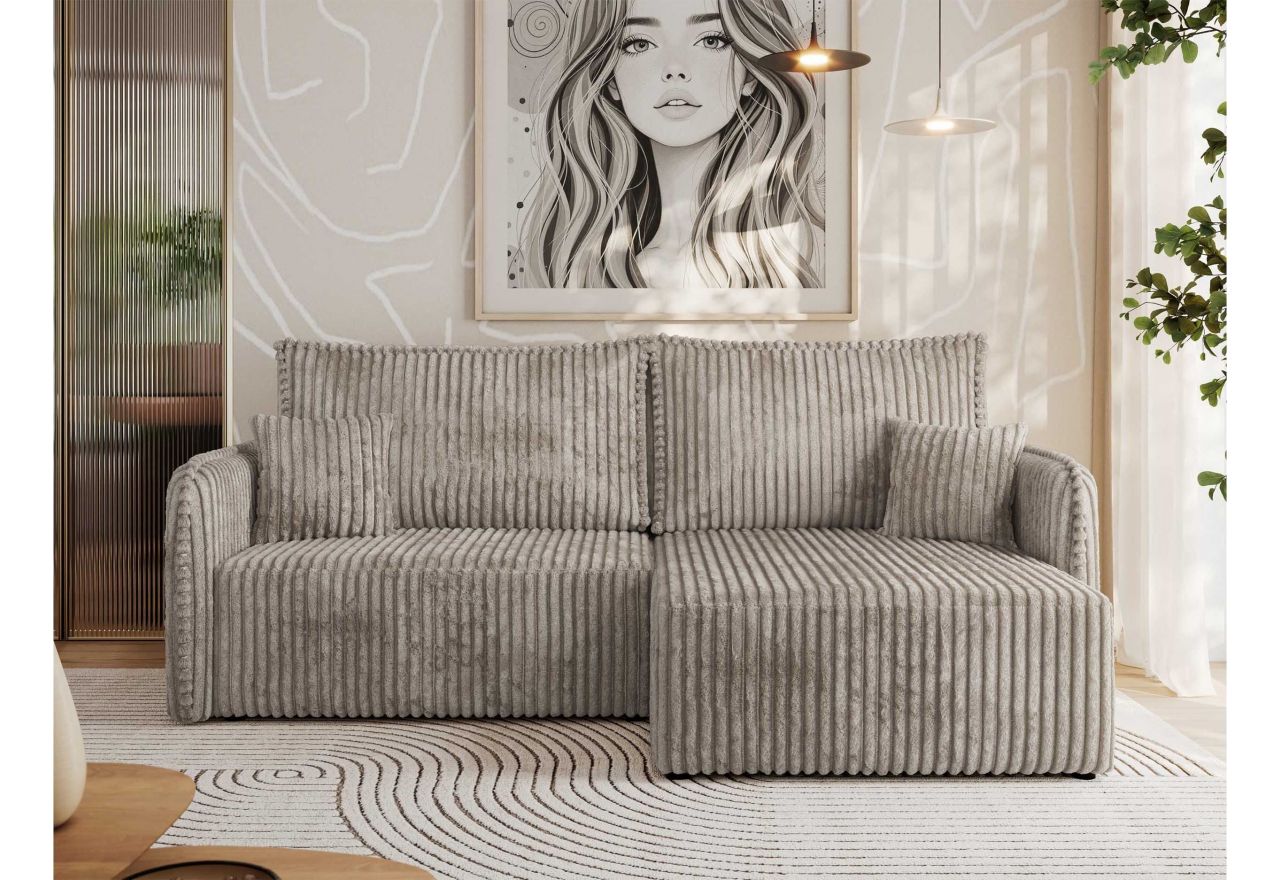 Narożnik MESTO L - strona prawa - jasnobrązowy, sztruks