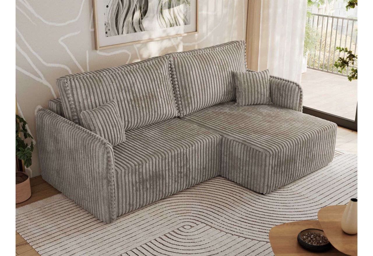 Narożnik MESTO L - strona prawa - jasnobrązowy, sztruks