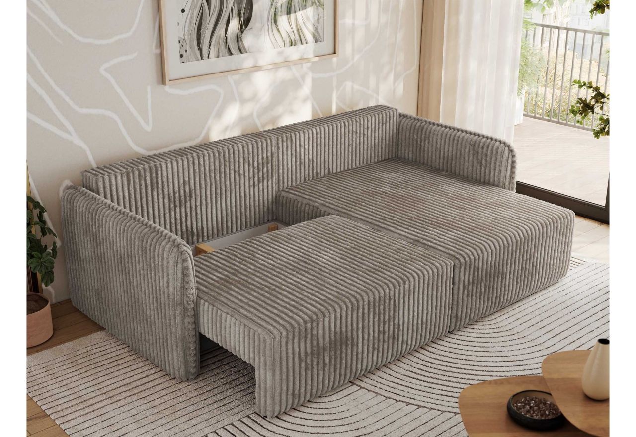 Narożnik MESTO L - strona prawa - jasnobrązowy, sztruks