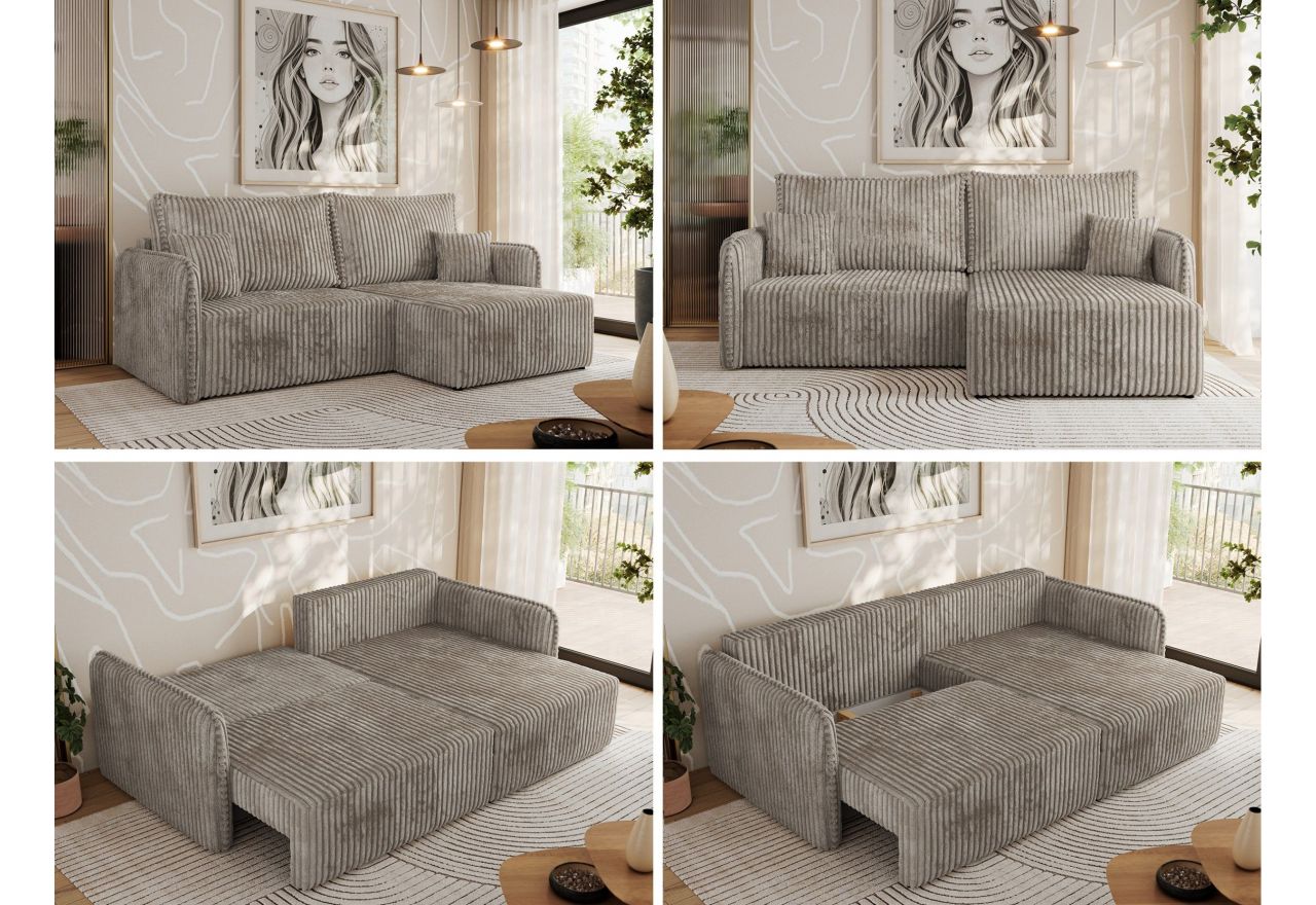 Narożnik MESTO L - strona prawa - jasnobrązowy, sztruks