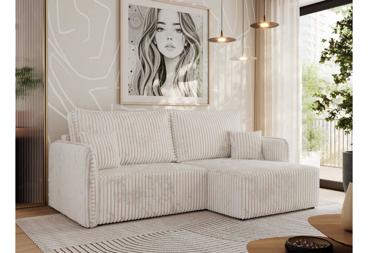 Narożnik MESTO L - strona prawa - beżowy, sztruks