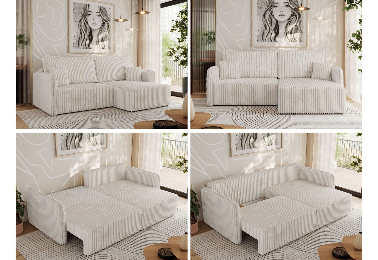 Narożnik MESTO L - strona prawa - beżowy, sztruks