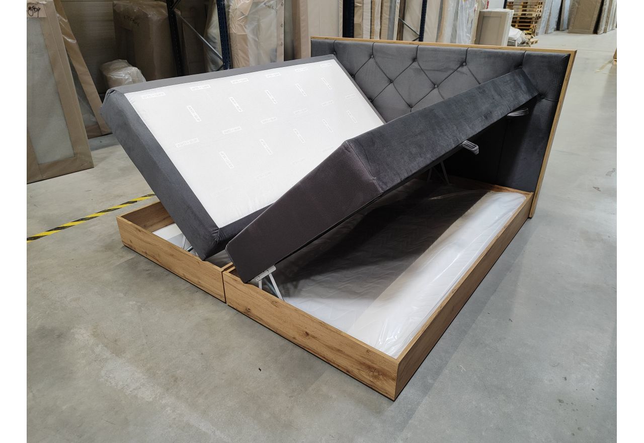 Łóżko kontynentalne VENETO KING 200x200 - Monolith 92 - ciemny szary - OUTLETU