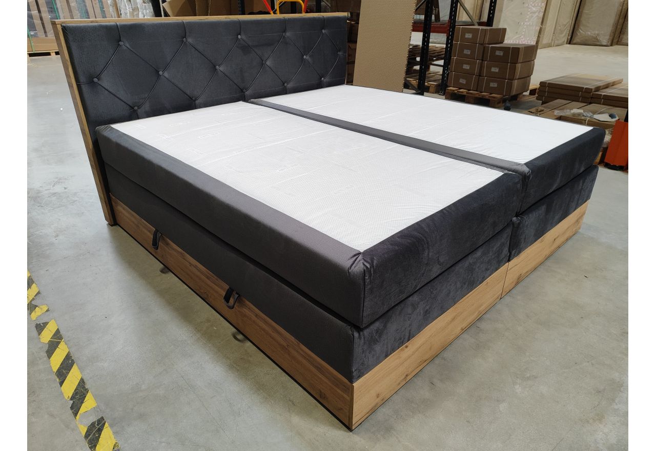 Łóżko kontynentalne VENETO KING 200x200 - Monolith 92 - ciemny szary - OUTLETU