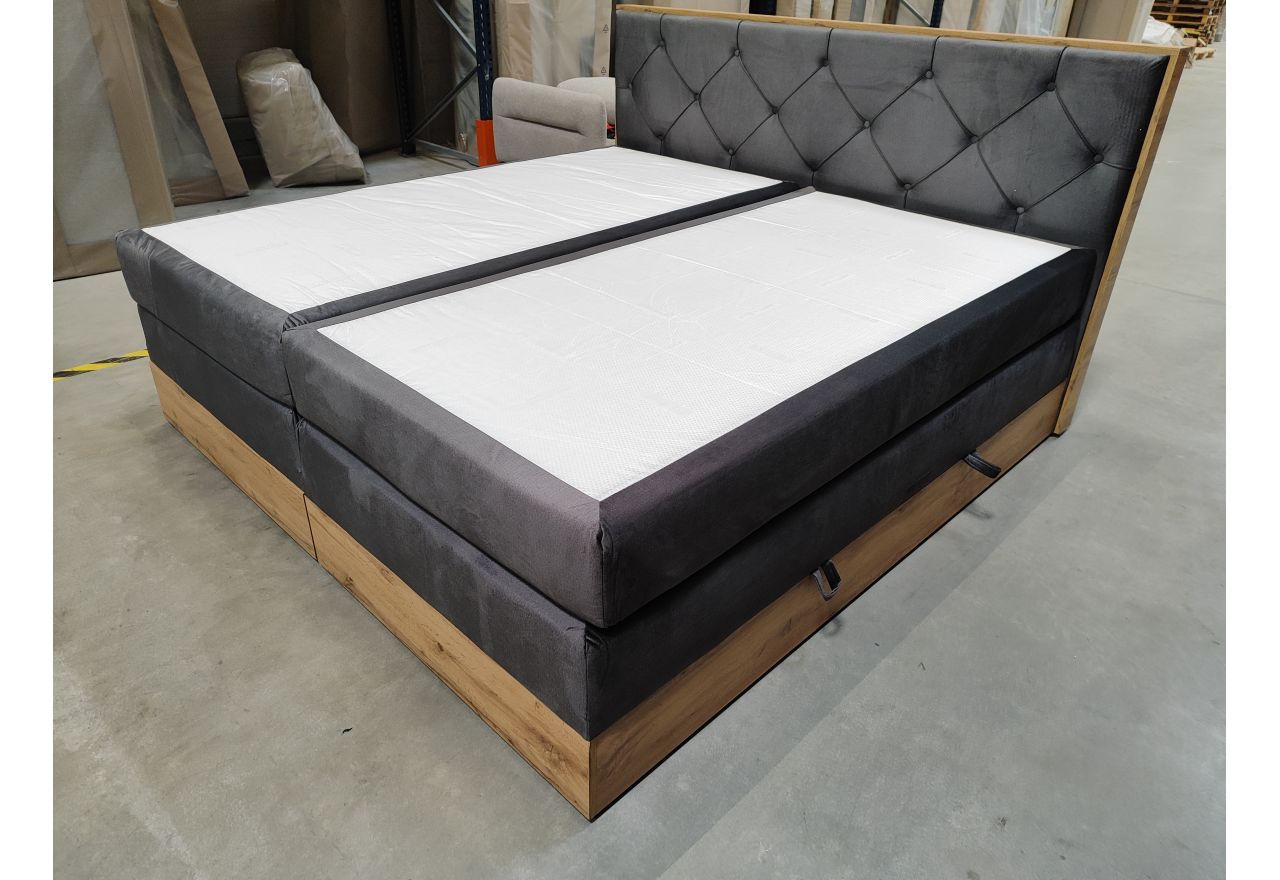 Łóżko kontynentalne VENETO KING 200x200 - Monolith 92 - ciemny szary - OUTLETU