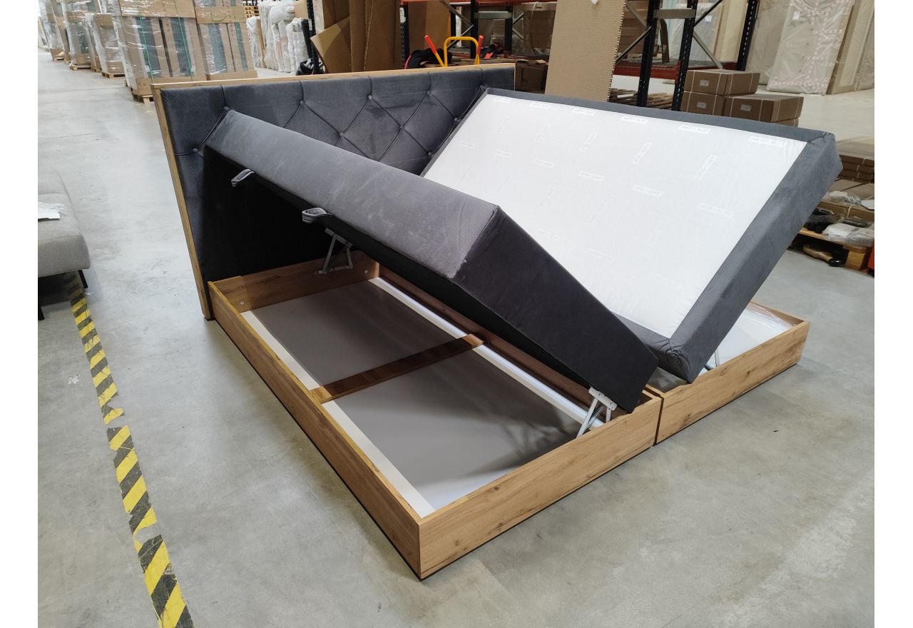 Łóżko kontynentalne VENETO KING 200x200 - Monolith 92 - ciemny szary - OUTLETU