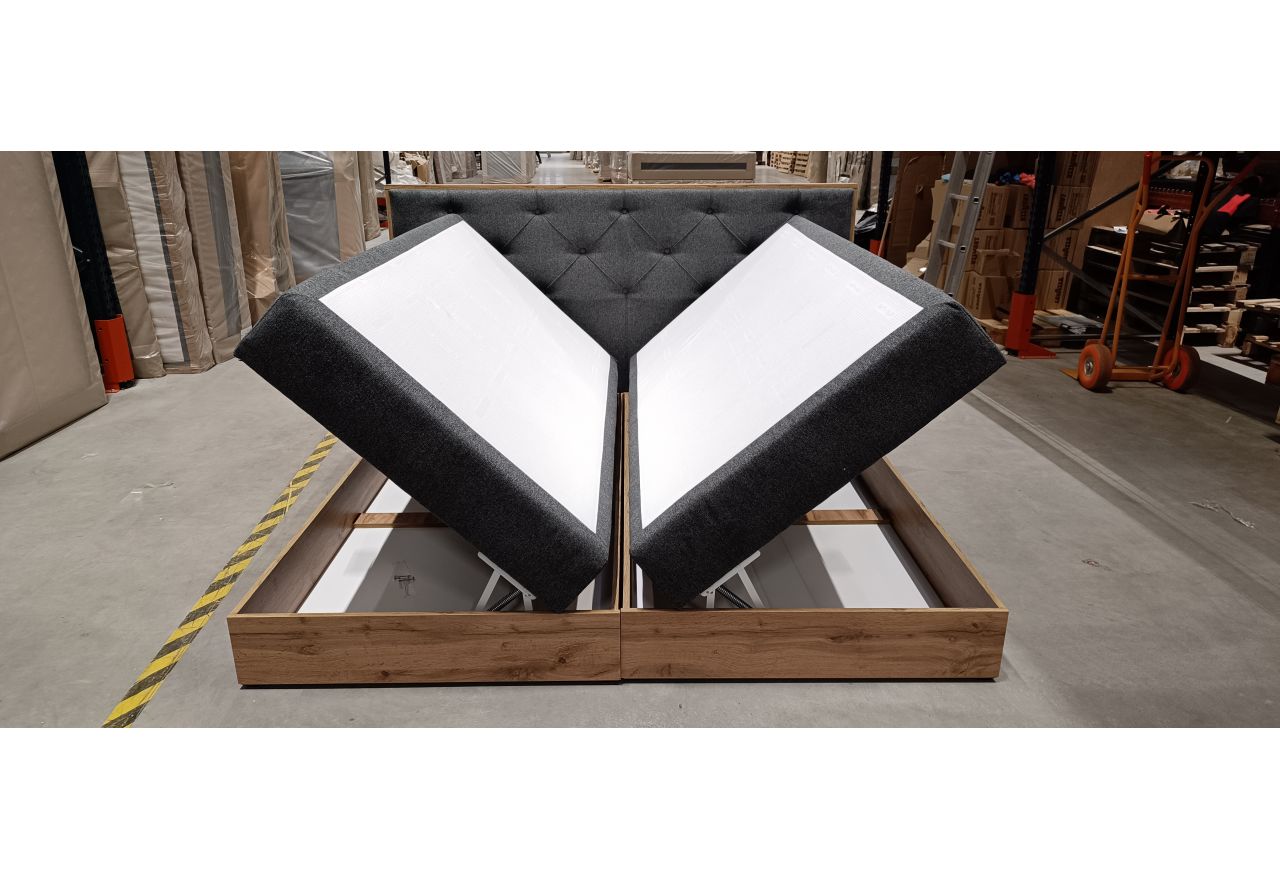 Łóżko kontynentalne VENETO KING 200x200 - Matana 05 - ciemny szary - OUTLETU