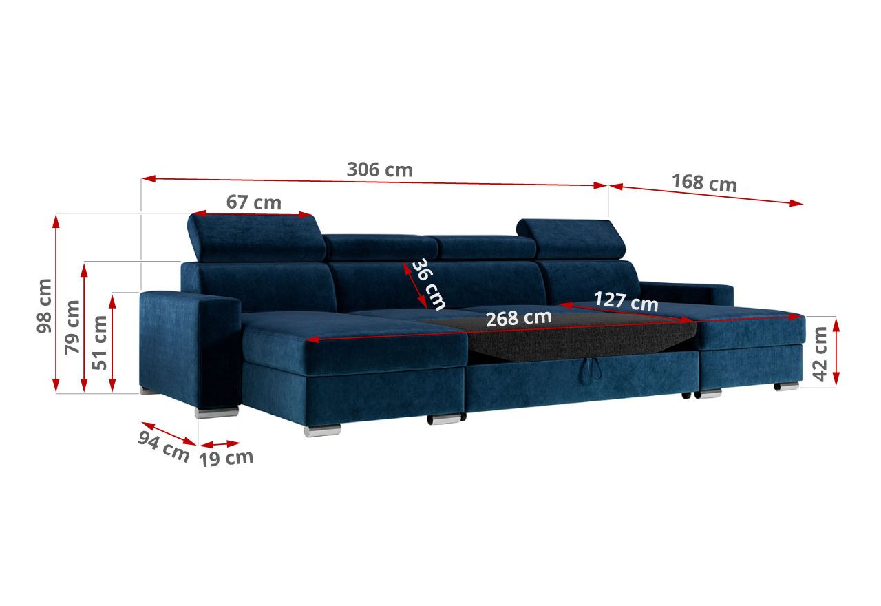 Narożnik FOX U - Monolith 77 - granatowy - OUTLETU