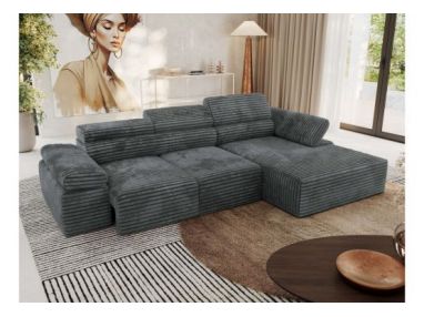 Narożnik z elektrycznym sterowaniem RILASSO L - strona prawa - szary, sztruks