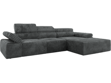 Narożnik z elektrycznym sterowaniem RILASSO L - strona prawa - szary, sztruks