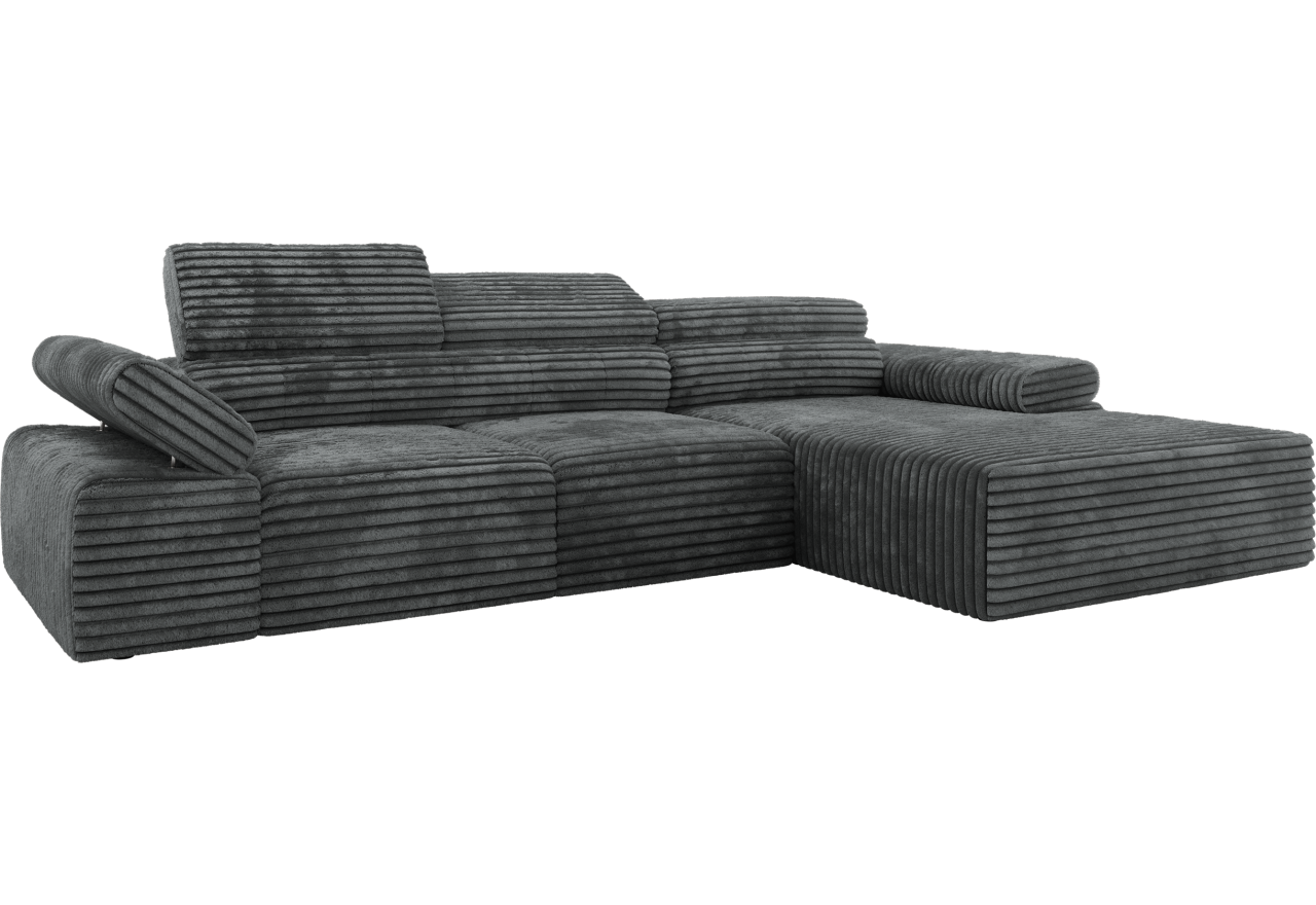 Narożnik z elektrycznym sterowaniem RILASSO L - strona prawa - szary, sztruks