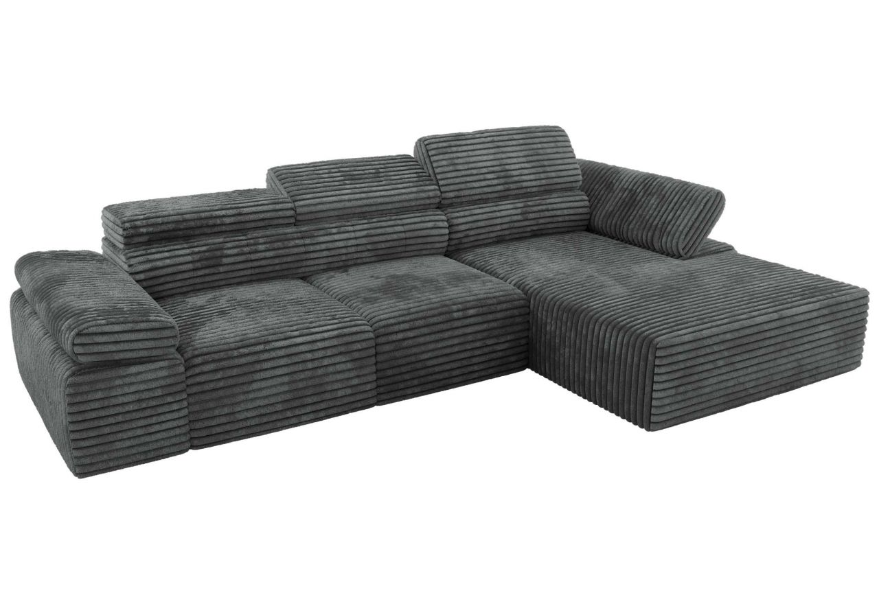 Narożnik z elektrycznym sterowaniem RILASSO L - strona prawa - szary, sztruks