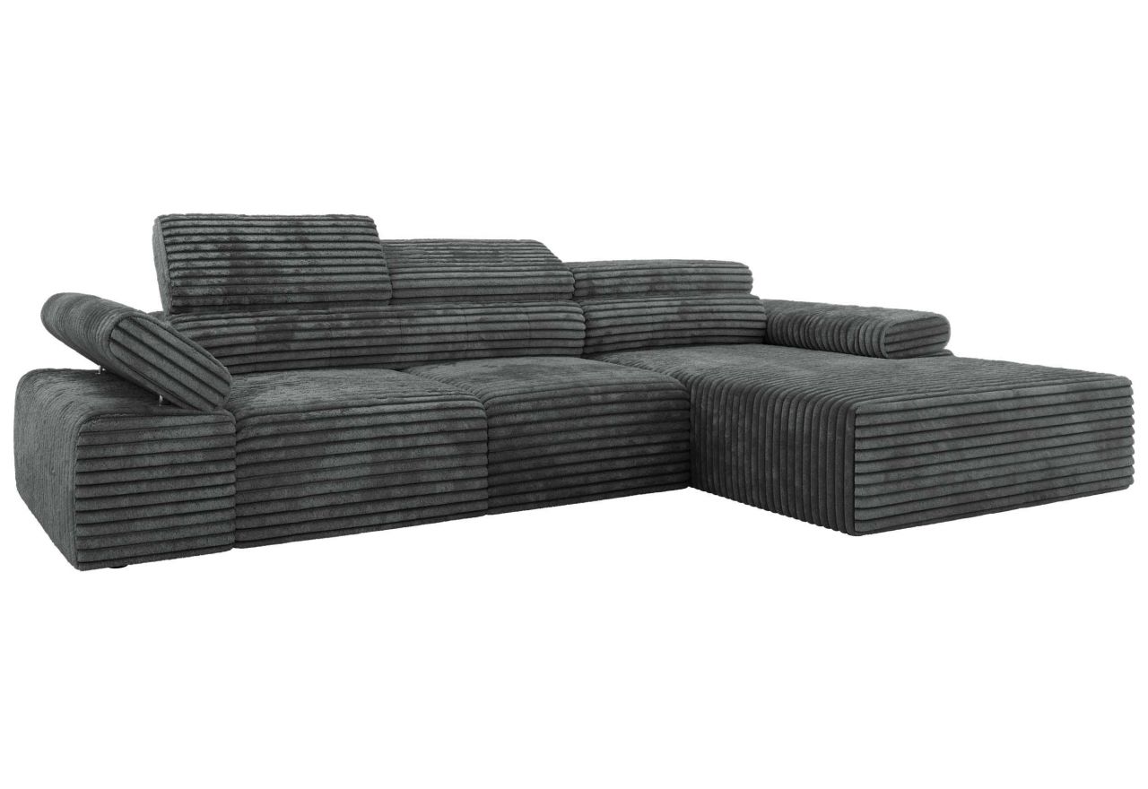 Narożnik z elektrycznym sterowaniem RILASSO L - strona prawa - szary, sztruks