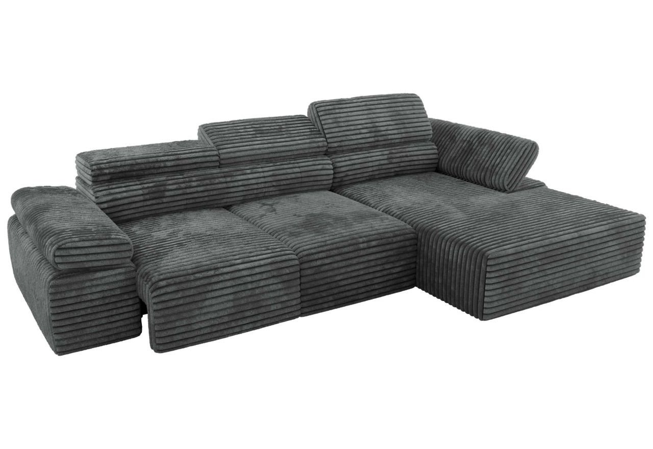 Narożnik z elektrycznym sterowaniem RILASSO L - strona prawa - szary, sztruks