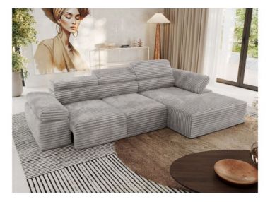 Narożnik z elektrycznym sterowaniem RILASSO L - strona prawa - jasnoszary, sztruks