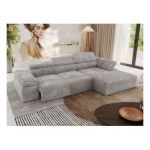 Narożnik z elektrycznym sterowaniem RILASSO L - strona prawa - jasnoszary, sztruks