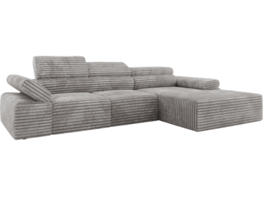 Narożnik z elektrycznym sterowaniem RILASSO L - strona prawa - jasnoszary, sztruks