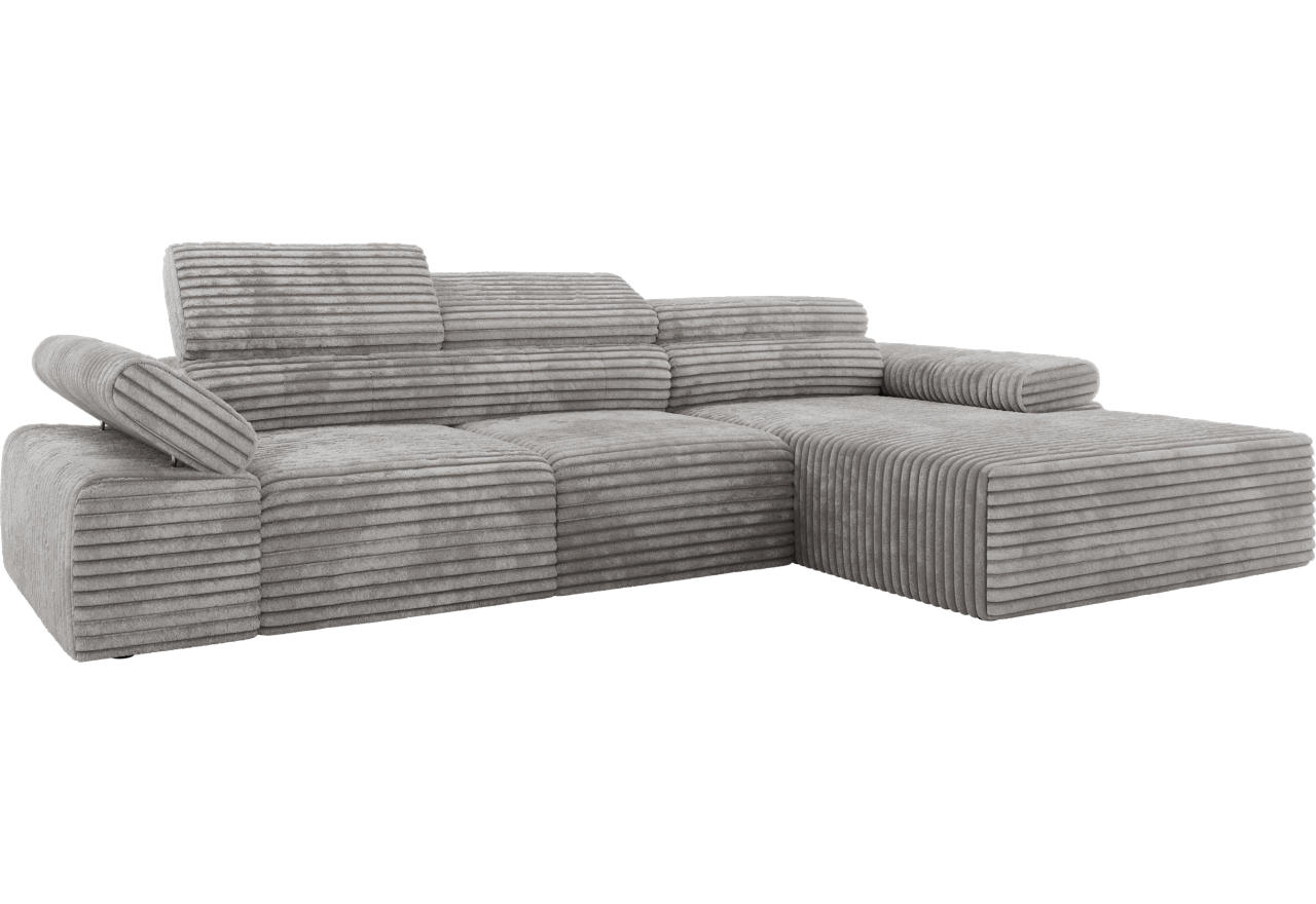 Narożnik z elektrycznym sterowaniem RILASSO L - strona prawa - jasnoszary, sztruks