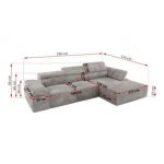 Narożnik z elektrycznym sterowaniem RILASSO L - strona prawa - jasnoszary, sztruks