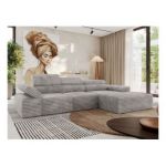 Narożnik z elektrycznym sterowaniem RILASSO L - strona prawa - jasnoszary, sztruks