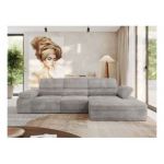 Narożnik z elektrycznym sterowaniem RILASSO L - strona prawa - jasnoszary, sztruks