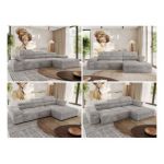 Narożnik z elektrycznym sterowaniem RILASSO L - strona prawa - jasnoszary, sztruks